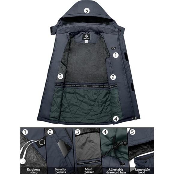 Men's Ski Snow Jacket Warm Winter Waterproof Coat Snowboard Rain Jacket - Picture 6 of 7